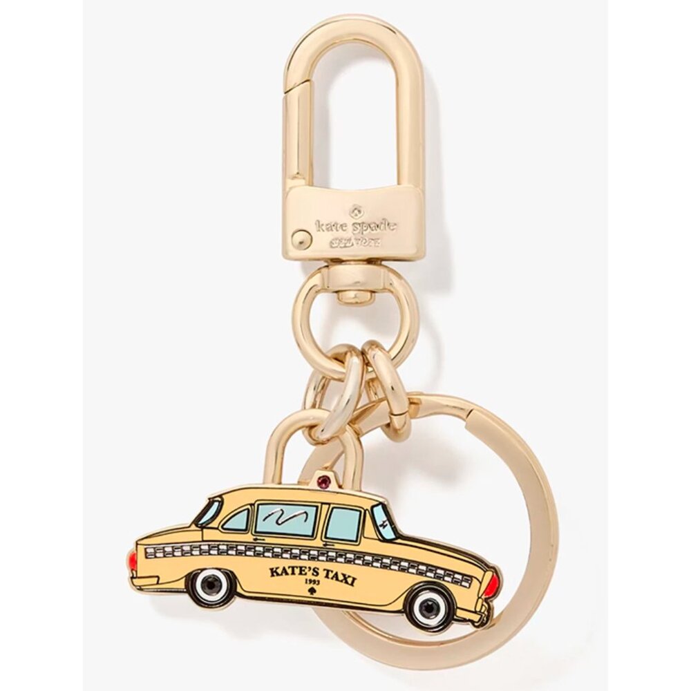 S Kate Spade NYC Big Apple Yellow Taxi Cab Key Chain Fob KJ065 Gold NWT